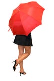 A Beautiful Girl Under The Red Umbrella Stock Photography