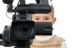 A Boy With The Video Camera Stock Photography