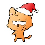 A Creative Bored Gradient Cartoon Of A Cat Wearing Santa Hat Stock Image A Creative Bored Gradient Cartoon Of A Cat Wearing Santa Hat Stock Image