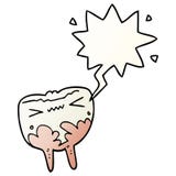 A Creative Cartoon Bad Tooth And Speech Bubble In Smooth Gradient Style Stock Image