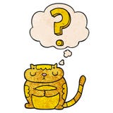 A Creative Cartoon Cat With Question Mark And Thought Bubble In Grunge Texture Pattern Style Royalty Free Stock Photos