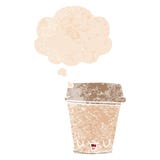 A Creative Cartoon Coffee Cup And Thought Bubble In Retro Textured Style Stock Photos A Creative Cartoon Coffee Cup And Thought Bubble In Retro Textured Style Stock Photos