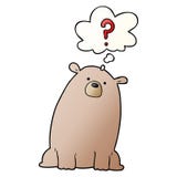 A Creative Cartoon Curious Bear And Thought Bubble In Smooth Gradient Style Stock Photos