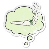 A Creative Cartoon Marijuana Joint And Thought Bubble As A Distressed Worn Sticker Royalty Free Stock Photography