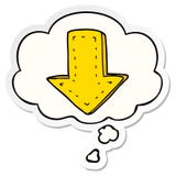 A Creative Cartoon Pointing Arrow And Thought Bubble As A Printed Sticker Stock Image A Creative Cartoon Pointing Arrow And Thought Bubble As A Printed Sticker Stock Image