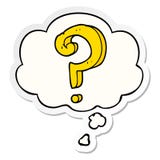 A Creative Cartoon Question Mark And Thought Bubble As A Printed Sticker Stock Image