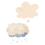 A Creative Cartoon Rain Cloud And Thought Bubble In Retro Textured Style Stock Photos