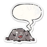 A Creative Cartoon Rock And Speech Bubble Distressed Sticker Stock Image