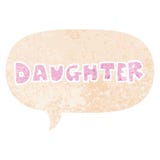 A Creative Cartoon Word Daughter And Speech Bubble In Retro Textured Style Royalty Free Stock Photo