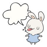 A Creative Cute Cartoon Rabbit Blowing Raspberry And Speech Bubble Royalty Free Stock Image
