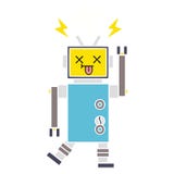 A Creative Flat Color Retro Cartoon Robot Malfunction Stock Photos