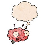 A Creative Funny Cartoon Brain And Thought Bubble In Grunge Texture Pattern Style Stock Images