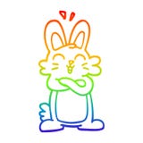 A Creative Rainbow Gradient Line Drawing Cartoon Jolly Bunny Royalty Free Stock Photo