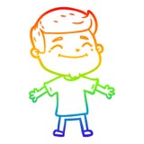 A Creative Rainbow Gradient Line Drawing Happy Cartoon Man With Open Arms Royalty Free Stock Photo