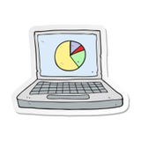 A Creative Sticker Of A Cartoon Laptop Computer With Pie Chart Royalty Free Stock Image