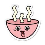 A Creative Sticker Of A Cute Cartoon Bowl Of Hot Soup Royalty Free Stock Images