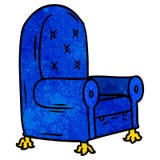 A Creative Textured Cartoon Doodle Of A Blue Arm Chair Stock Photography