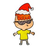 A Creative Textured Cartoon Of A Boy Wearing Sunglasses Wearing Santa Hat Royalty Free Stock Photo