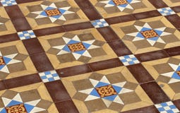 A Floor With Medieval Worn Tiles Stock Photography