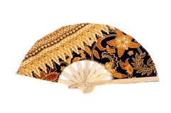 A Folding Fan Patterned Batik Cloth Stock Photos