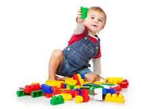 A Funny Boy Is Playing With Lego Stock Photos
