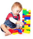A Funny Boy Is Playing With Lego Stock Photography