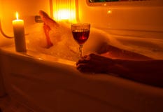 A Glass Of Wine And Bubble Bath Royalty Free Stock Image A Glass Of Wine And Bubble Bath Royalty Free Stock Image