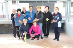 A Group Of Happy Senior Women After Playing Bowls Stock Image
