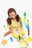 A Happy House Cleaning Woman Stock Images