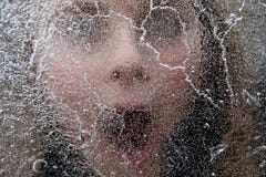 A Horror Creepy Face Under The Ice Layer Stock Images A Horror Creepy Face Under The Ice Layer Stock Images