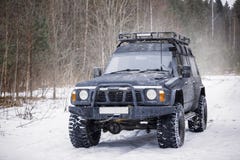 A Large Black Expeditionary SUV Stock Image
