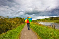 A Man Walking In The Rain Royalty Free Stock Images A Man Walking In The Rain Royalty Free Stock Images