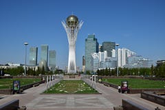 A View Of The BAITEREK Tower In Astana Royalty Free Stock Photos