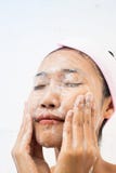 A Woman Is Washing Face. Stock Photos