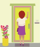 A Woman Knocking On The Door Stock Images A Woman Knocking On The Door Stock Images