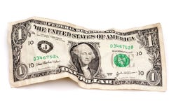 A Wrinkled American Dollar Bill Royalty Free Stock Image