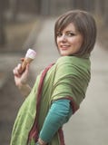 A Young Lady Enjoying An Ice Cream Cone Stock Photos