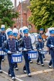 AABENRAA, ДАНИЯ - 6-ОЕ ИЮЛЯ - 2014: Корпус Tambour на параде на стоковое фото rf AABENRAA, ДАНИЯ - 6-ОЕ ИЮЛЯ - 2014: Корпус Tambour на параде на стоковое фото rf