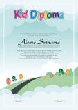 Aanbiddelijk jong geitjediploma met aardlandschap royalty-vrije illustratie Aanbiddelijk jong geitjediploma met aardlandschap royalty-vrije illustratie