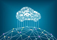 Aangesloten auto en Internet van dingenconcept Aangesloten auto en Internet van dingenconcept
