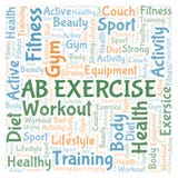 Ab Exercise word cloud. Wordcloud made with text only vector illustration Ab Exercise word cloud. Wordcloud made with text only vector illustration