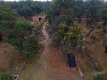 Abandoned And Vandalised Soviet Military Base Drone Image. Royalty Free Stock Image