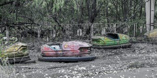 Abandoned bumper cars stock photos Abandoned bumper cars stock photos