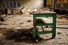 Abandoned Industrial Factory Warehouse Table royalty free stock photography Abandoned Industrial Factory Warehouse Table royalty free stock photography