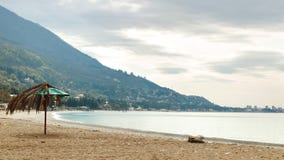 Town located on hill near sea stock image Town located on hill near sea stock image