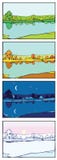 Abbellisca con le stagioni invernali e la notte di autunno dell'estate del fiume royalty illustrazione gratis Abbellisca con le stagioni invernali e la notte di autunno dell'estate del fiume royalty illustrazione gratis