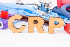 Abbreviation or acronym of CRP, in laboratory, scientific, research or medical practice means C-reactive protein, is in foreground Royalty Free Stock Photography Abbreviation or acronym of CRP, in laboratory, scientific, research or medical practice means C-reactive protein, is in foreground Royalty Free Stock Photography