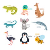 ABC Alphabet mignon de zoo dans le vecteur Animaux drôles de bande dessinée Iguane, illustration libre de droits ABC Alphabet mignon de zoo dans le vecteur Animaux drôles de bande dessinée Iguane, illustration libre de droits