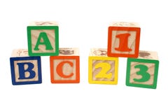 ABC And 123 Blocks In Stacks Over White Royalty Free Stock Photos ABC And 123 Blocks In Stacks Over White Royalty Free Stock Photos