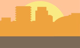 Abendstadtbild-Vektorillustration Sonnenunterganglandschaftskonzept Stadt am Sonnenuntergang stock abbildung Abendstadtbild-Vektorillustration Sonnenunterganglandschaftskonzept Stadt am Sonnenuntergang stock abbildung